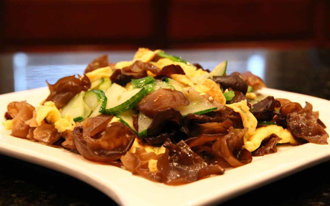 Eggs with Cucumber and Wood Ear Mushroom